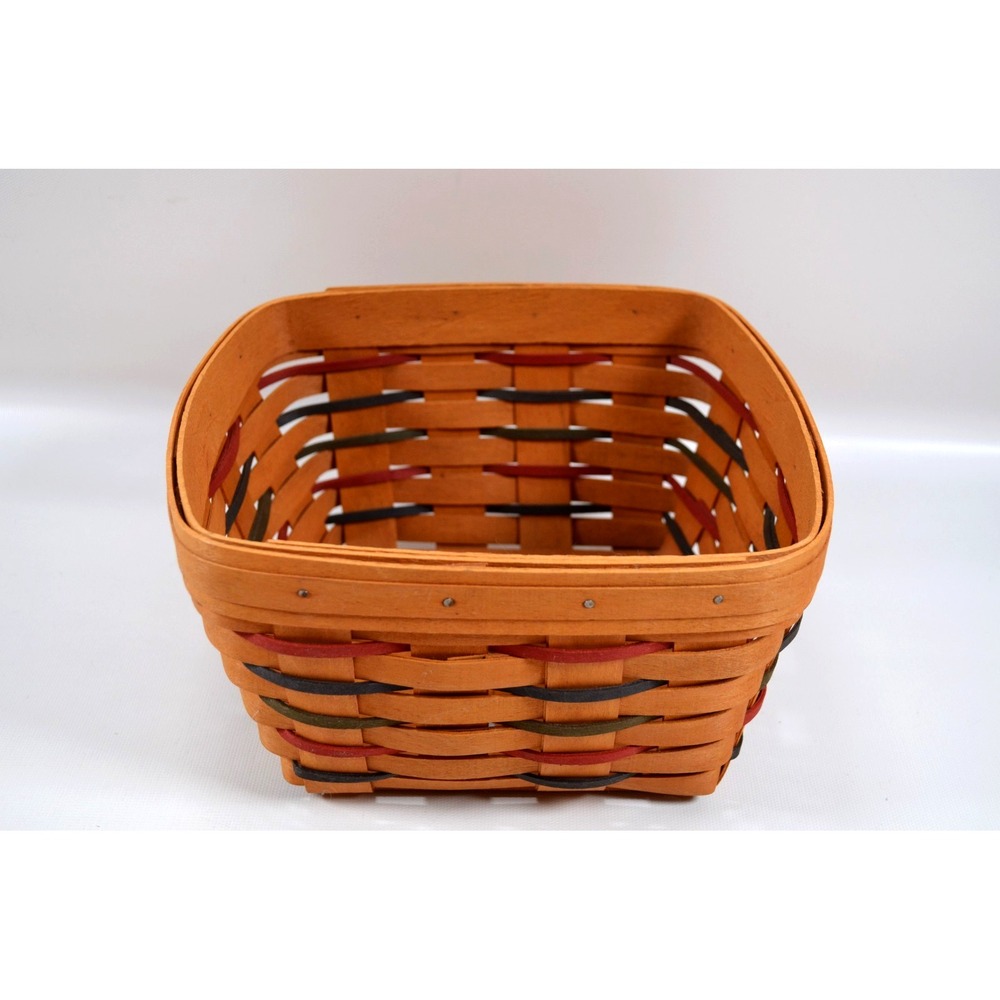 Longaberger 1997 Heartland Medium Square Basket W/ Multicolor Accent Weave